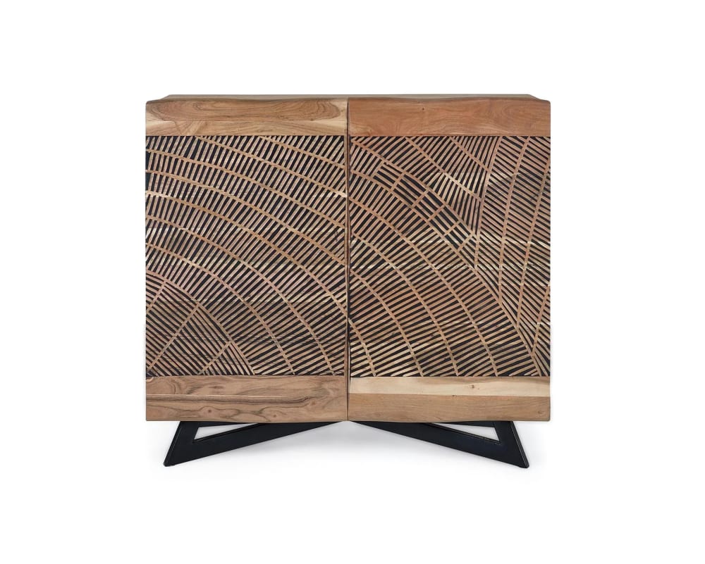 GINER Y COLOMER Sideboard aus Akazienholz und Metall style industrial Braun