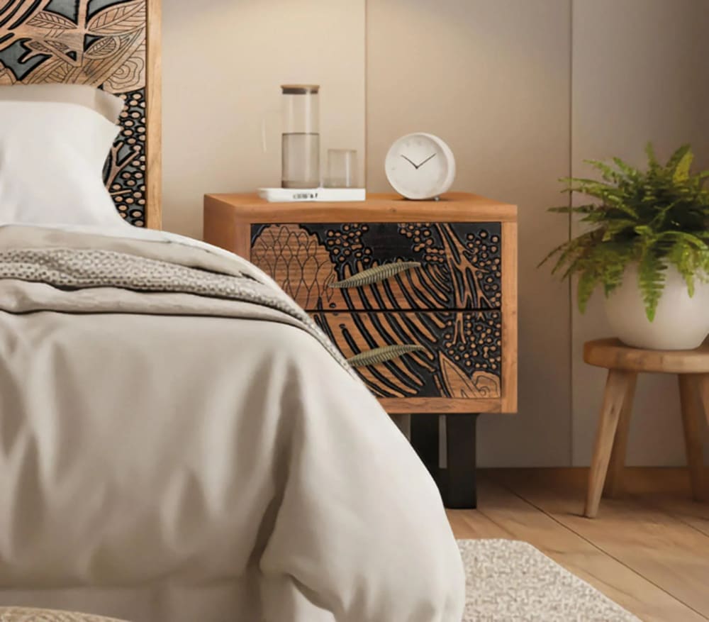 Table de chevet bois d'acacia et métal - Maisons du Monde