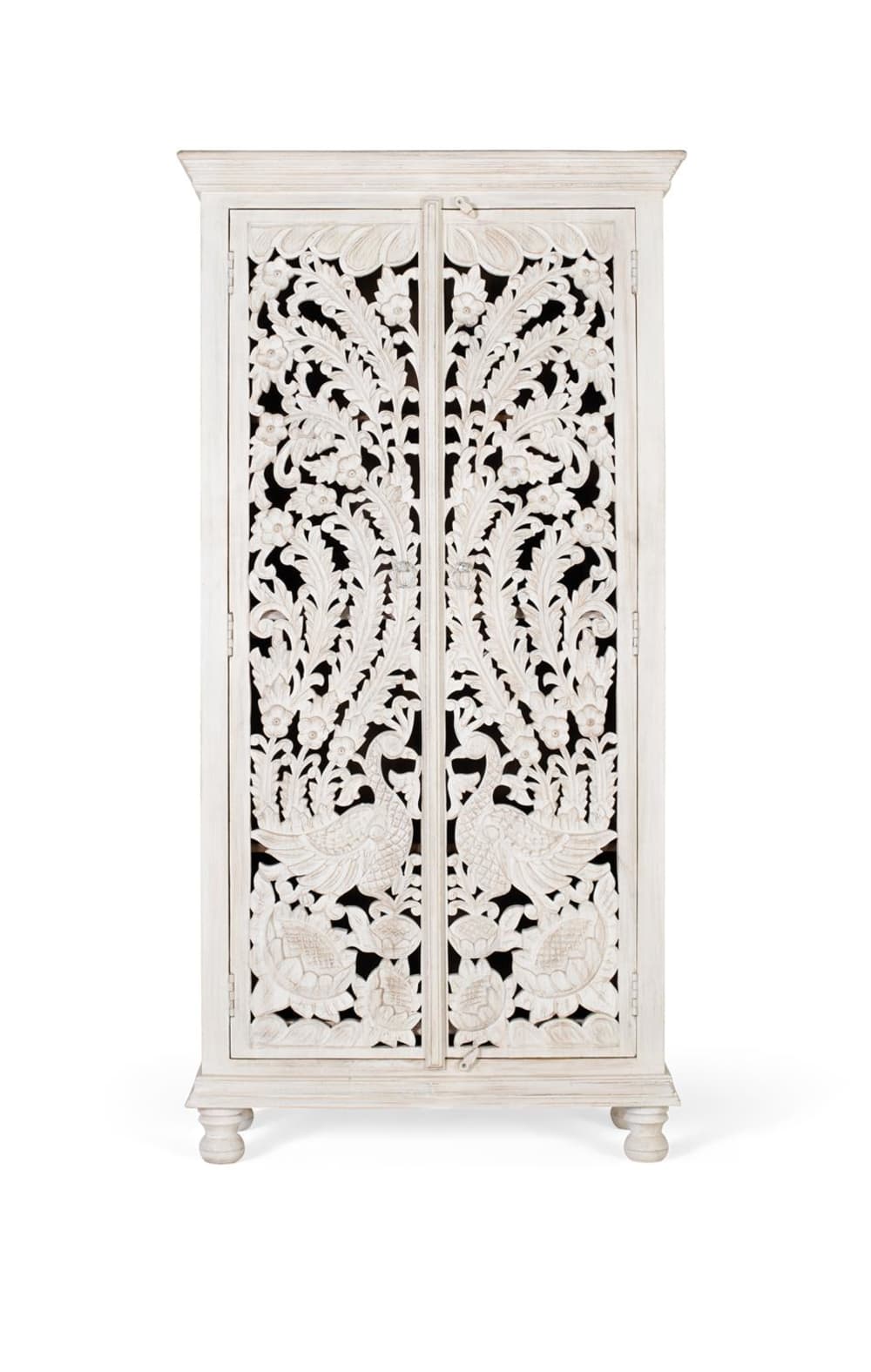 Armoire en bois manguier blanc vieilli