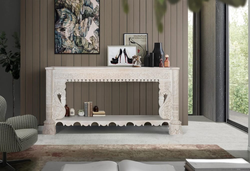Konsole aus gealtertem weißem Mangoholz - Maisons Du Monde