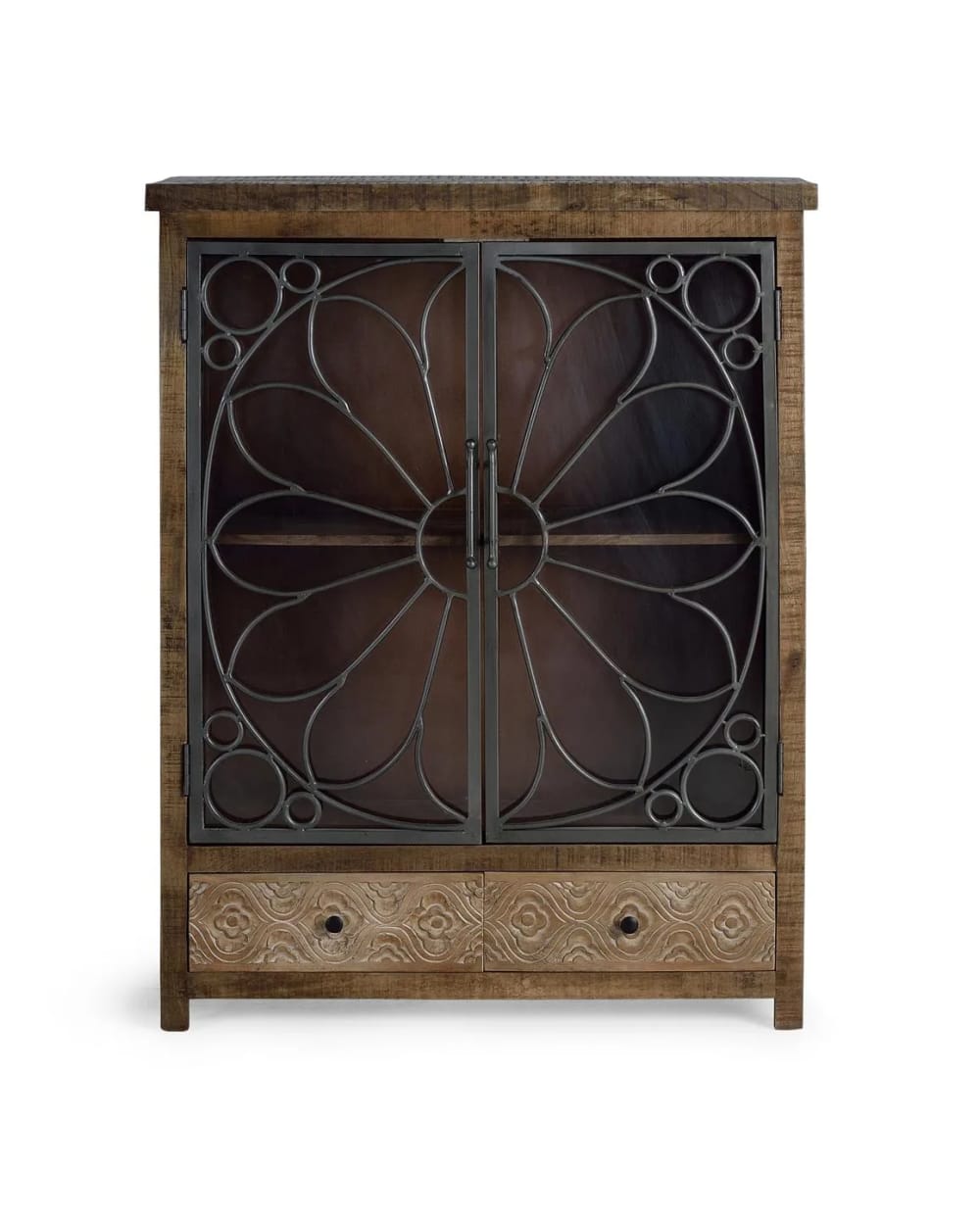 GINER Y COLOMER Vitrine aus gealtertem braunem Mangoholz style industrial - -