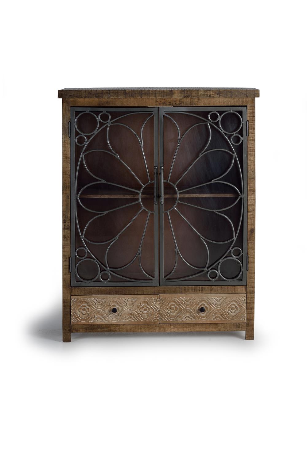 Vitrine en bois manguier marron vieilli