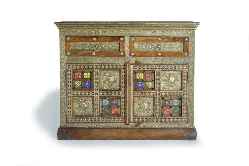 GINER Y COLOMER Kommode aus Akazienholz Keramik und Bronze style exotic Gold