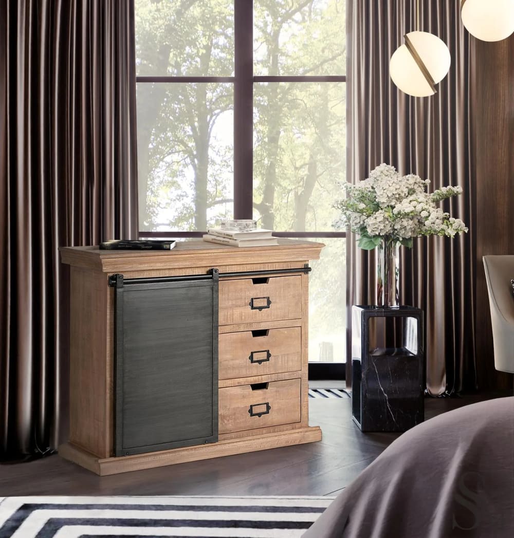 Commode en bois manguier et métal