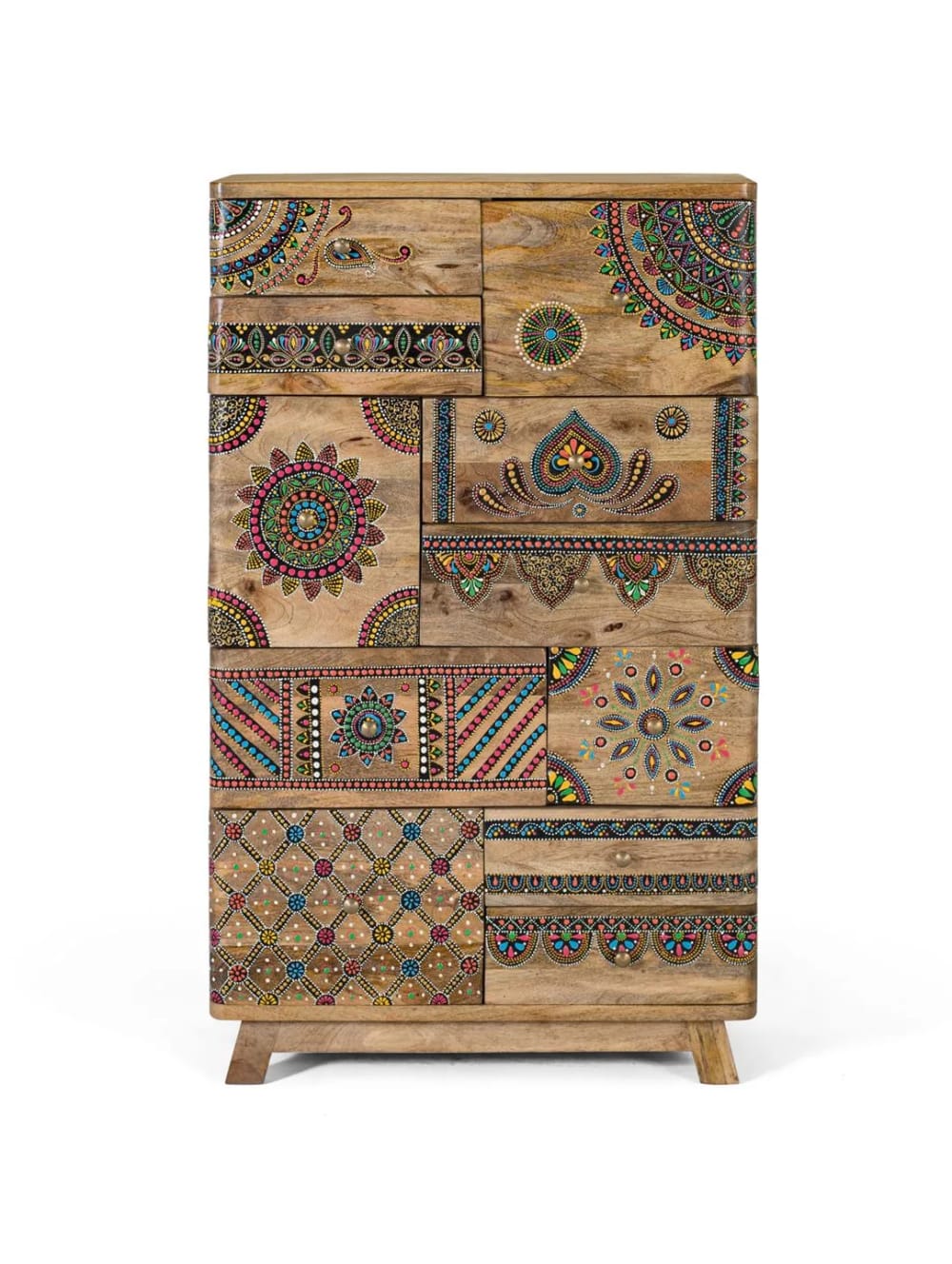 GINER Y COLOMER Handbemalte Kommode aus Mangoholz style exotic Mehrfarbig