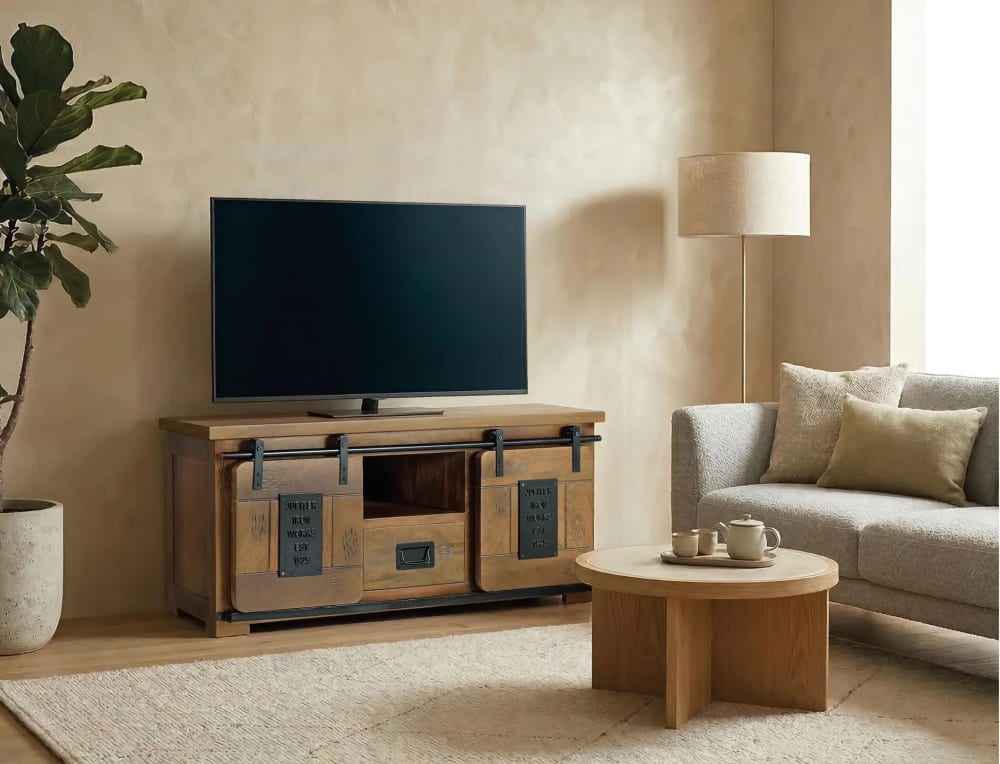 Meuble tv en bois manguier et métal - Maisons du Monde