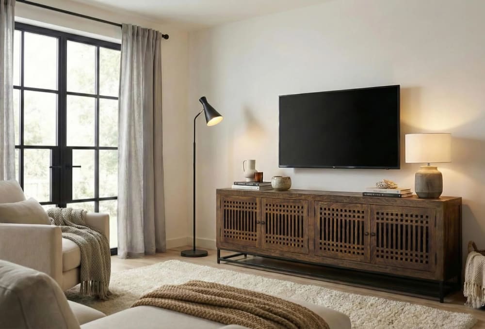 Meuble tv en bois d'acacia et métal - Maisons du Monde