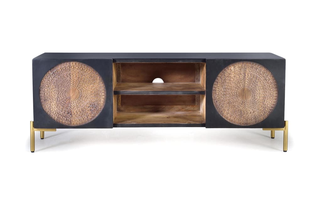 GINER Y COLOMER TV-Schrank aus Mangoholz und Metall style exotic Braun