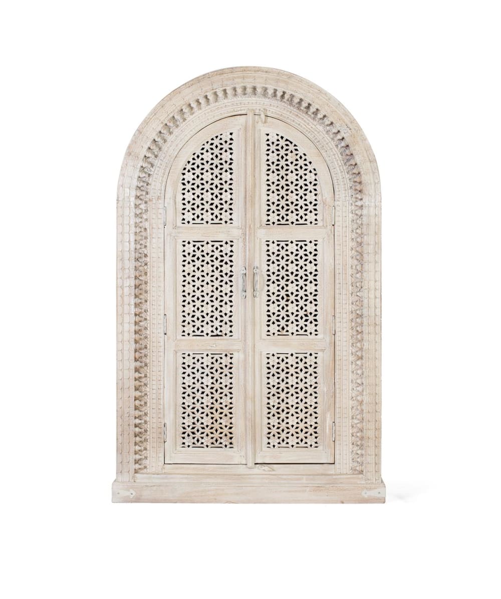 Armoire en bois manguier blanc décapé