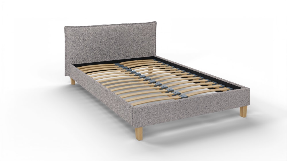 S-Style Möbel Polsterbett aus Boucle-Bezug, Grau style modern Grau Pes - Polyester
