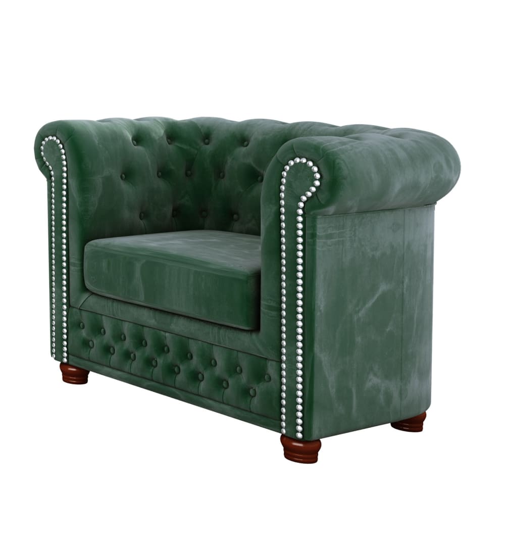 S-Style Chesterfield Sessel aus Samt-Bezug, Flasche grün style classic chic - Samt