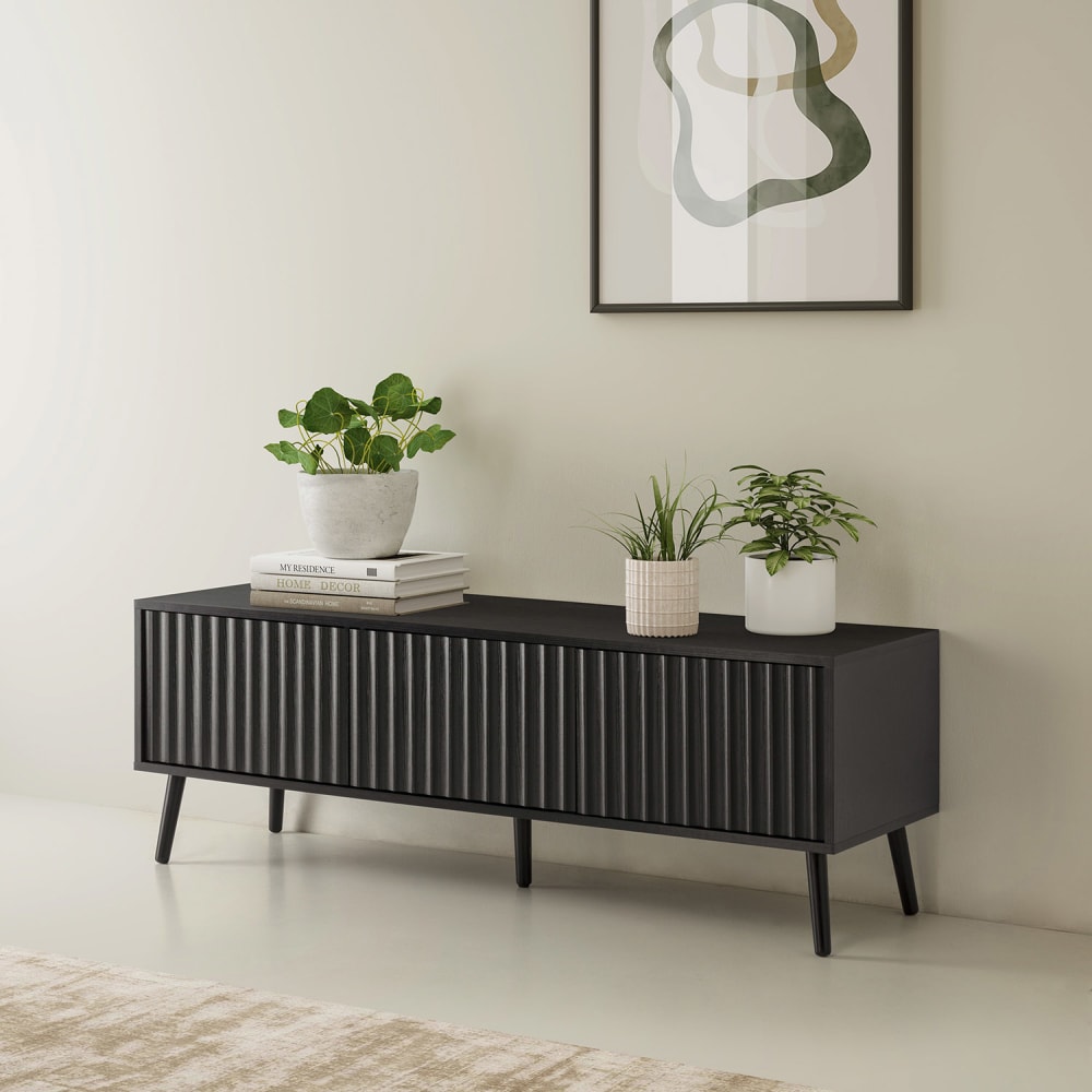 Meuble TV 3 portes couleur noir