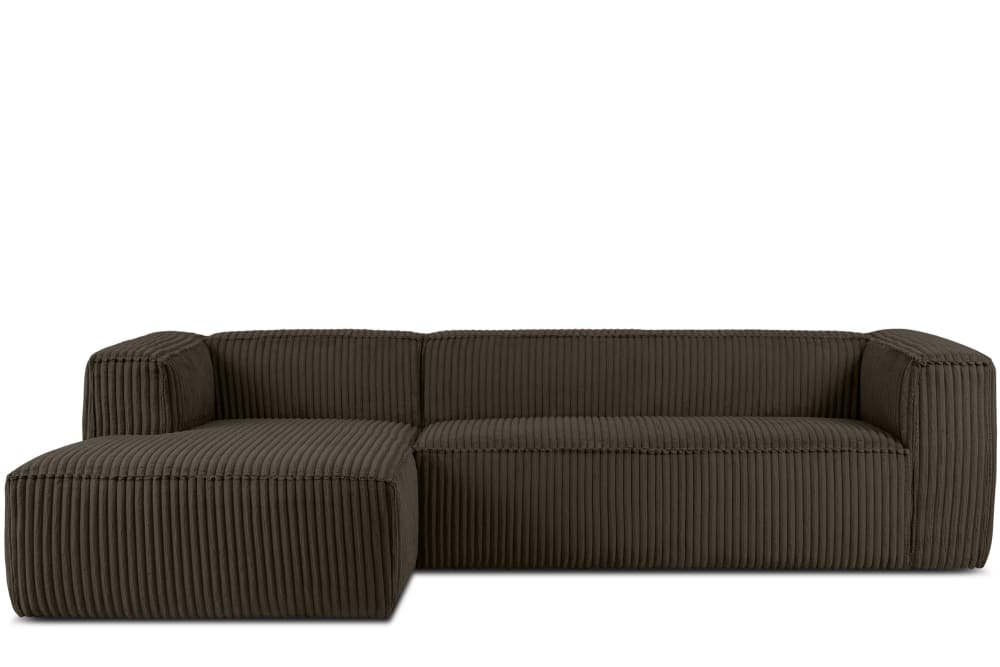 Modernes Ecksofa Links aus breitem Cordstoff, braun