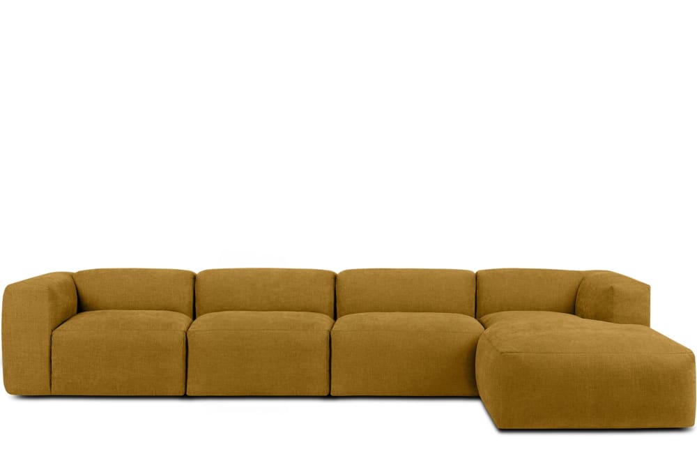 Ecksofa Rechts 6-Sitzer mit extrem weicher Sitzfläche, gelb