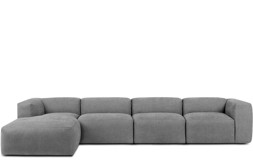 Ecksofa Links 6-Sitzer mit extrem weicher Sitzfläche, grau
