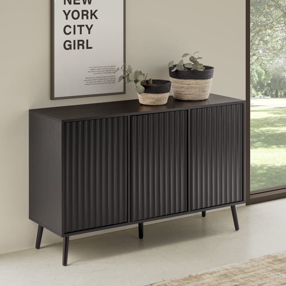 Sideboard 3 Türen, Schwarz - Maisons Du Monde