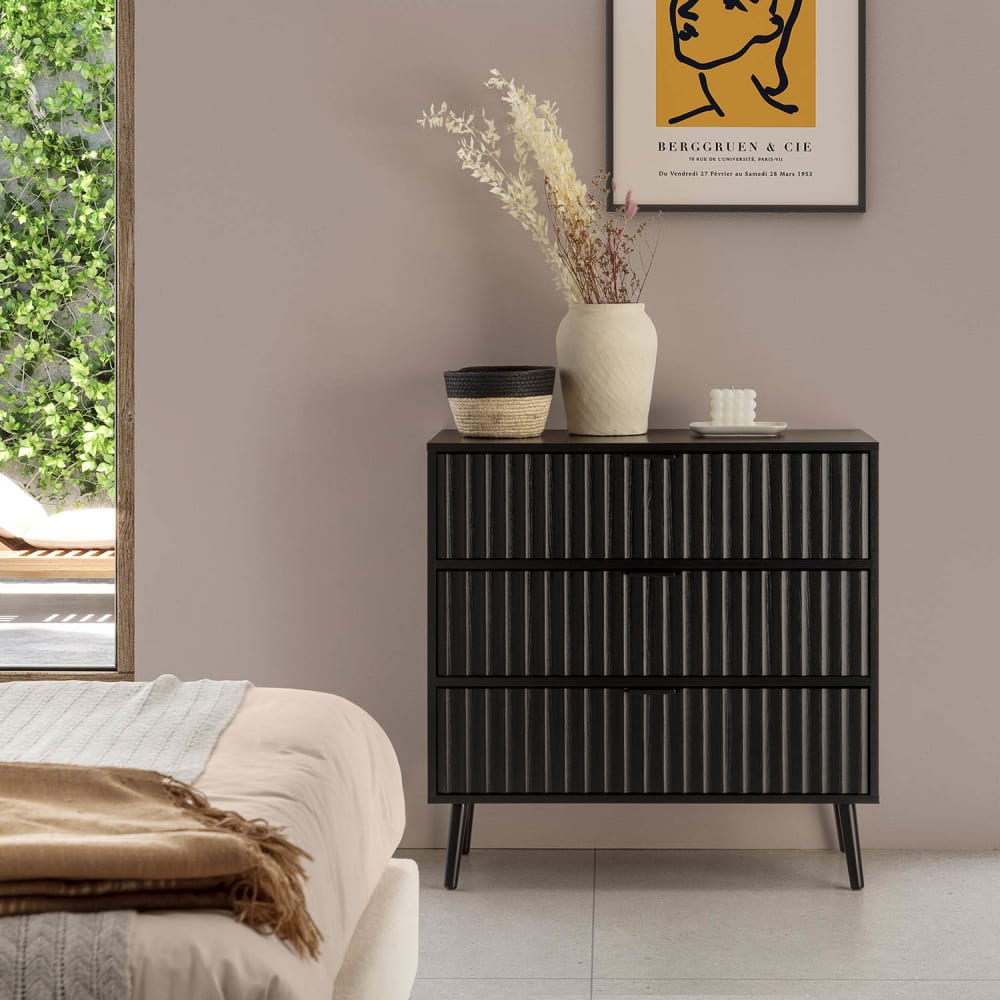 Commode 3 tiroirs couleur noir - Maisons du Monde