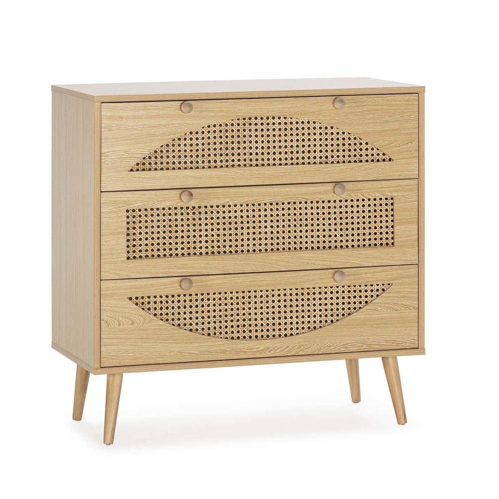 HOMN Kommode mit 3 Schubladen in Eichenholzoptik style modern Braun Spanplatte