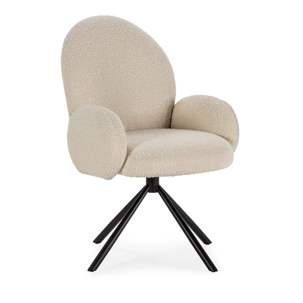 Chaise de bureau en tissu bouclette et métal - Écru