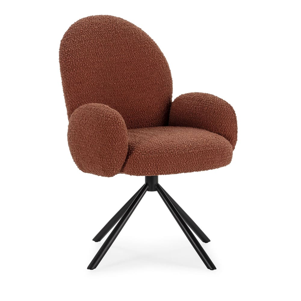 Chaise de bureau en tissu bouclette et métal - Rouille