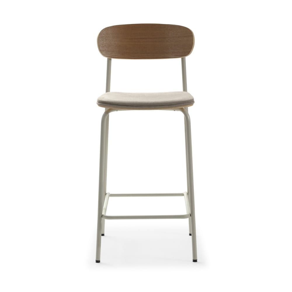 2er-Set Holzhocker mit gepolsterter Sitzfläche 41x48 h94 cm -