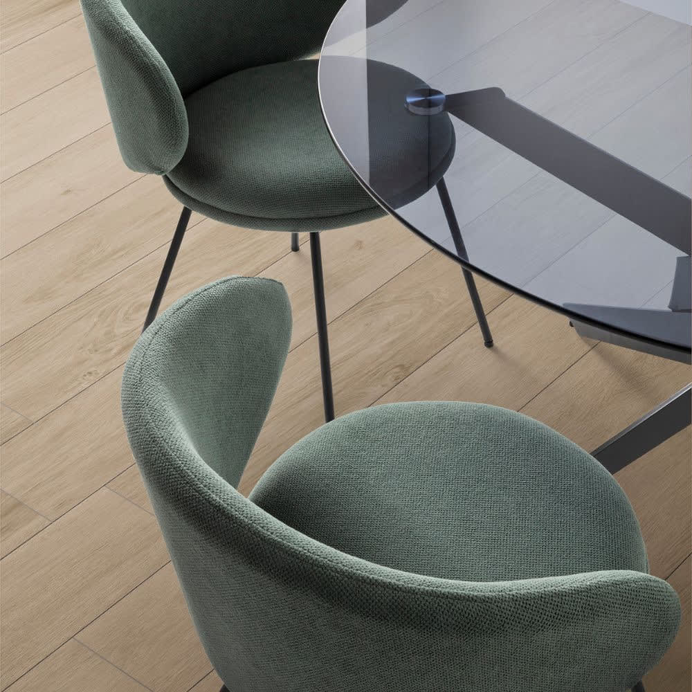 Lot de 2 chaises en tissu et métal - vert eucalyptus - Maisons du Monde