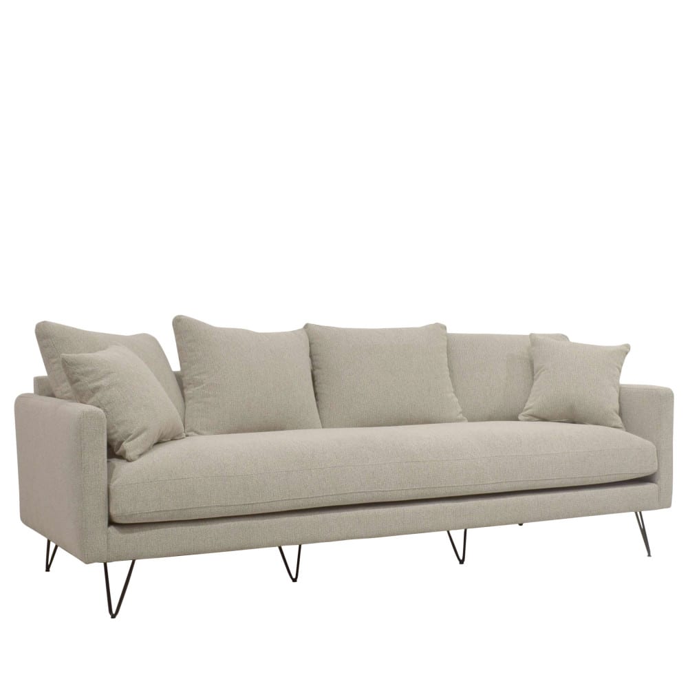 Canapé 4 places en tissu pieds épingles noirs - naturel - Maisons du Monde
