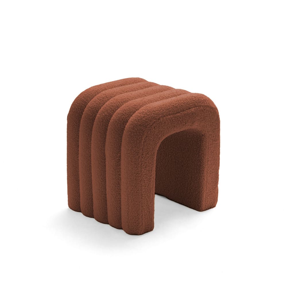 Drawer Tabouret rembourré en tissu bouclette - rouille style campagne Orange Tissu - 41x42x35cm