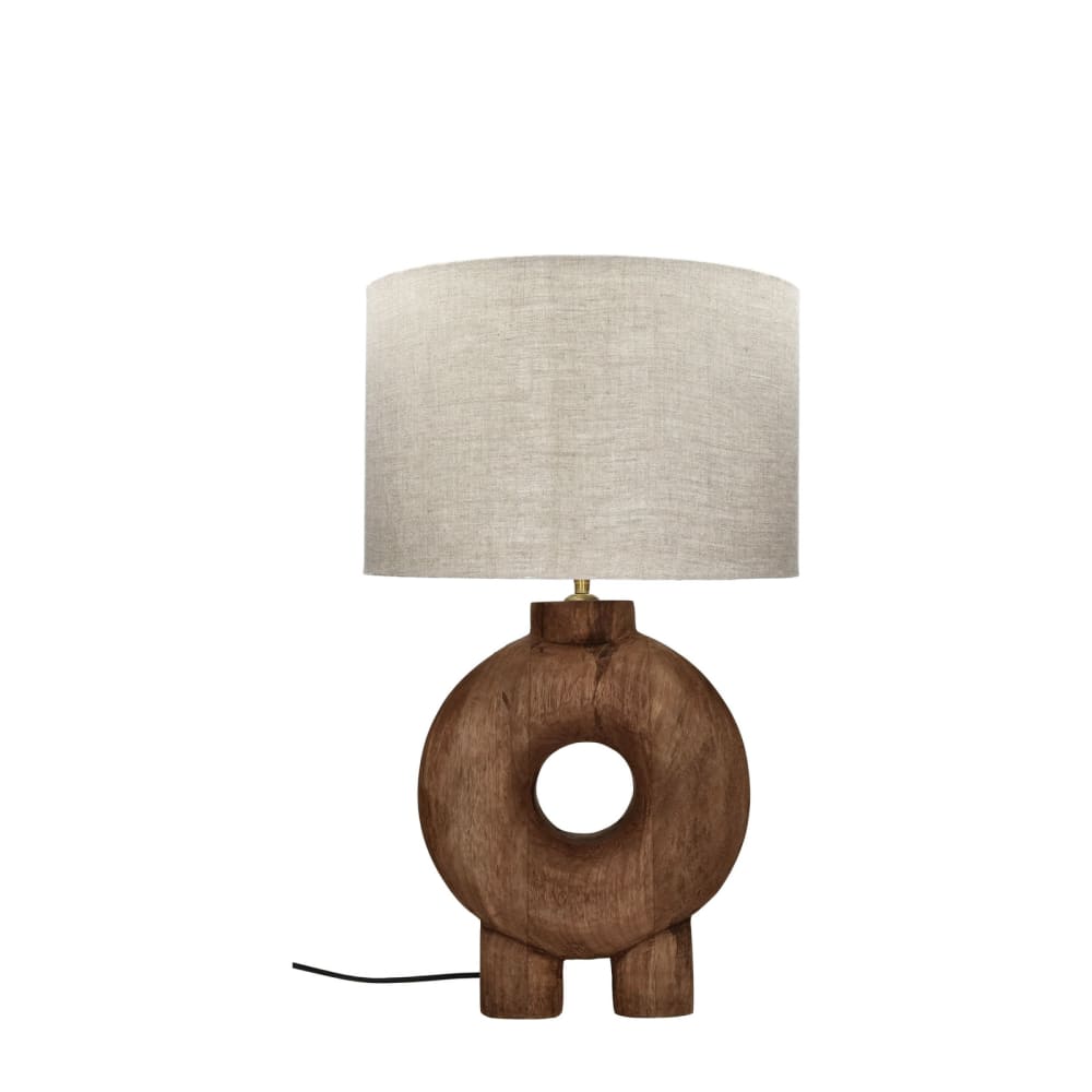 Pomax Lampe ronde en bois marron style campagne