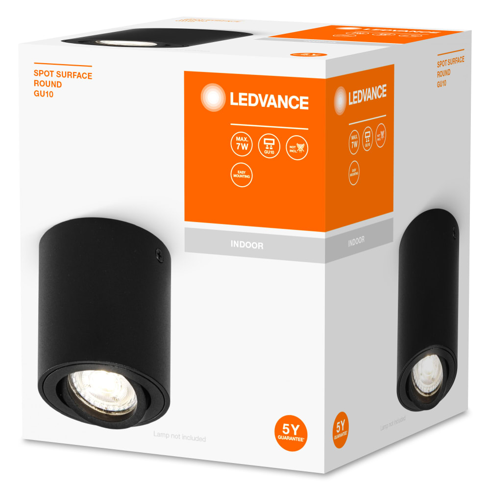 Spot lumineux en aluminium noir — vue 3
