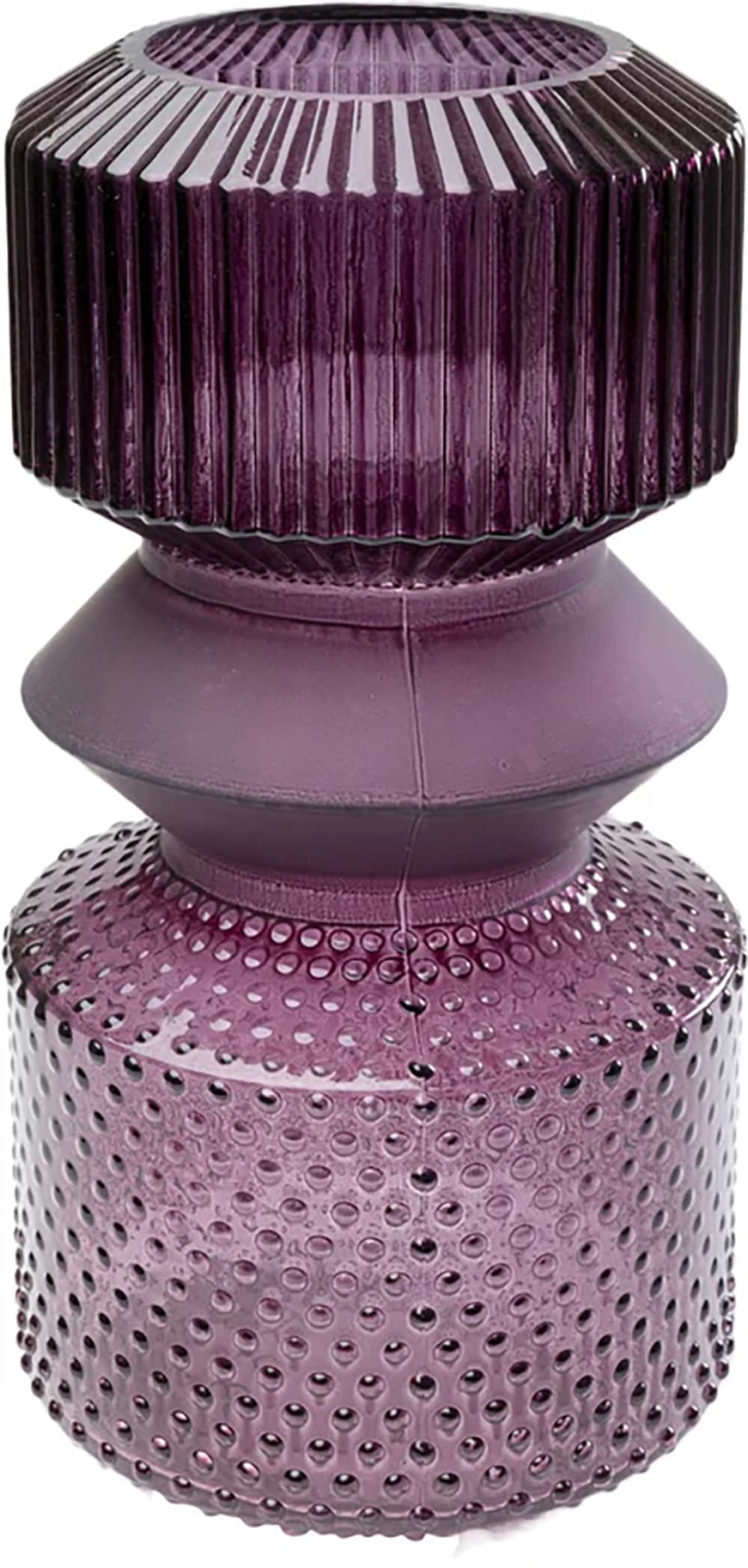 Vase en verre violet brillant et mat H36