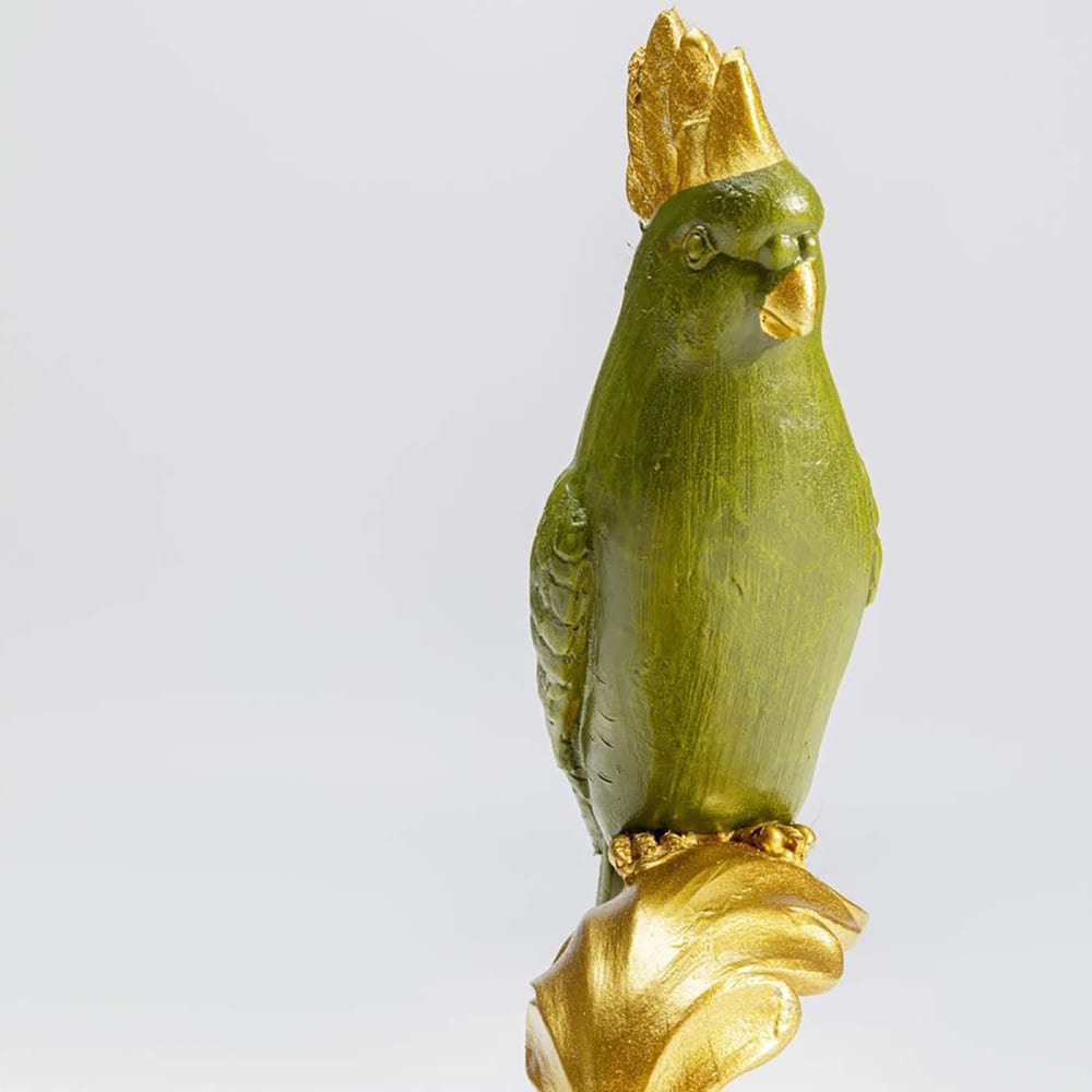 Coupe perroquet vert et feuille dorée en polyrésine — vue 4