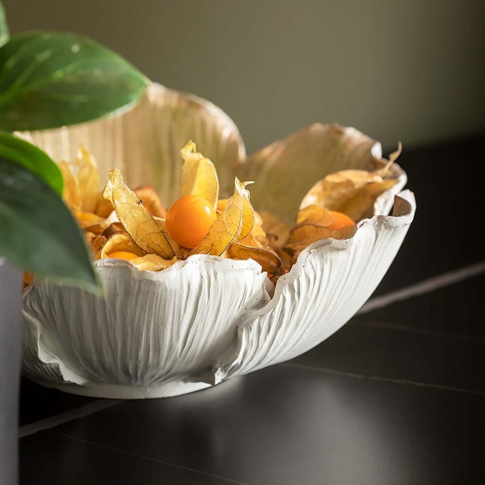 Coupe fleur en polyrésine blanche et dorée d25 - Maisons du Monde