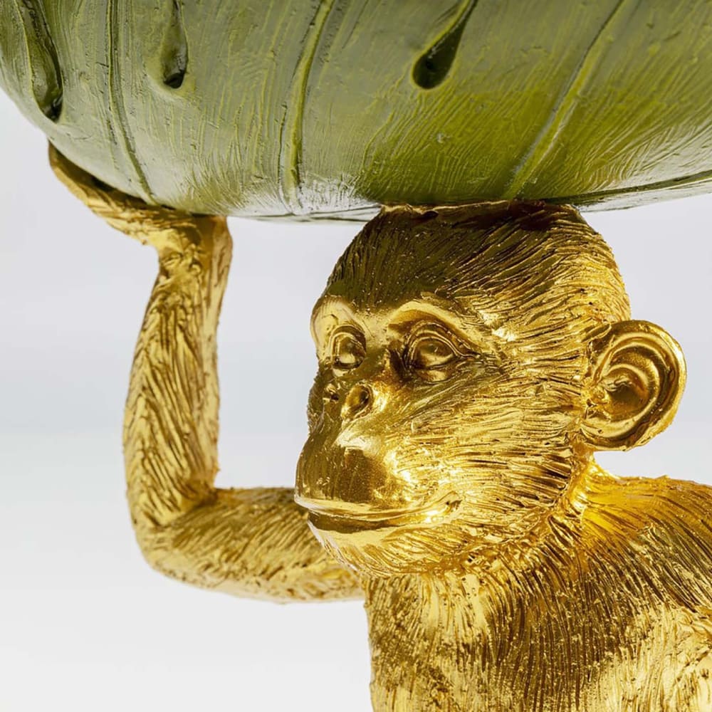 Coupe singe doré et feuille verte en polyrésine — vue 4
