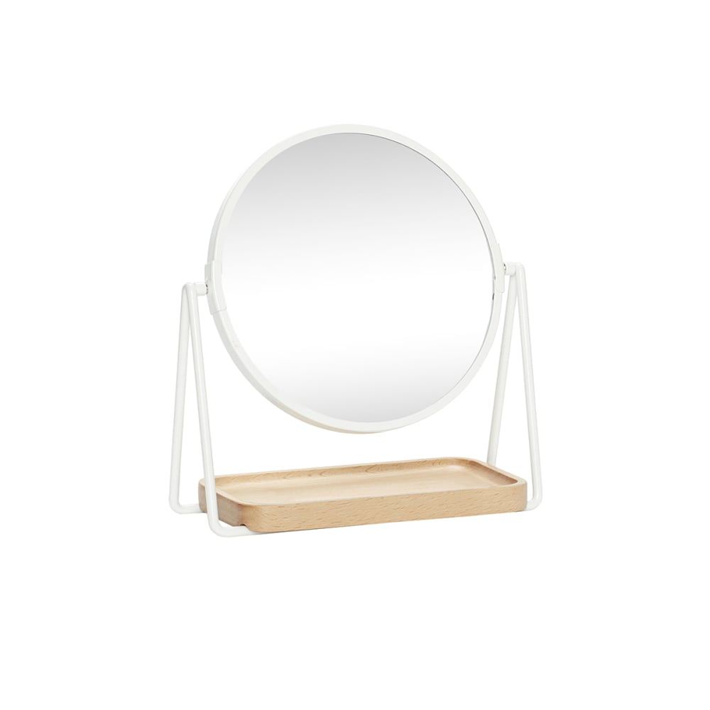 Hübsch Miroir de table en verre et fer blanc et naturel