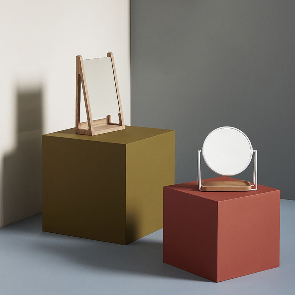 Miroir de table en verre et fer blanc et naturel - Maisons du Monde