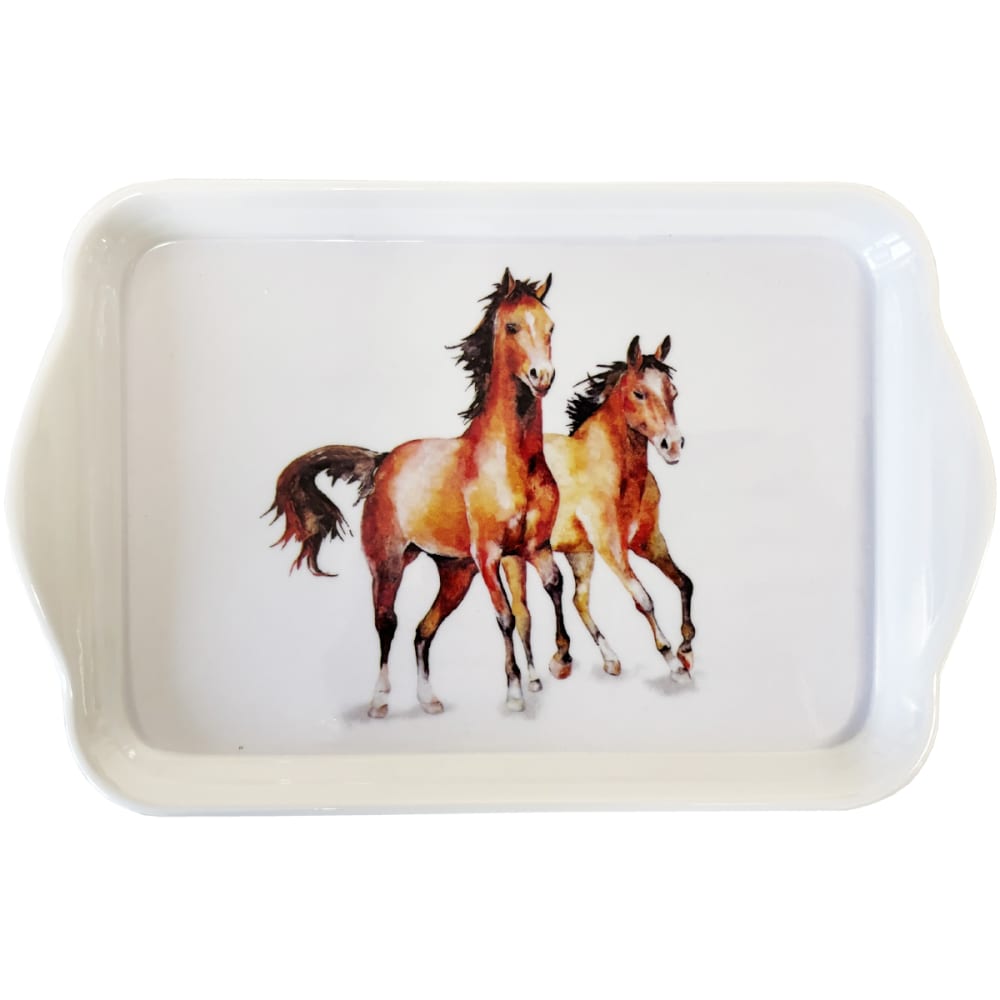 Ambiente Mini plateau rectangulaire chevaux Blanc Pvc - Poly Chlorure De Vinyle