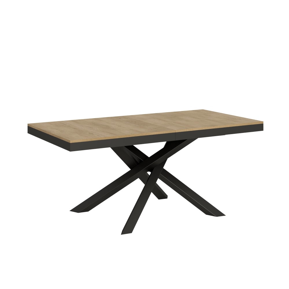 Itamoby Ausziehtisch 90x180/440 cm in Holzoptik Eiche Natur, Eisen style modern Braun Spanplatte