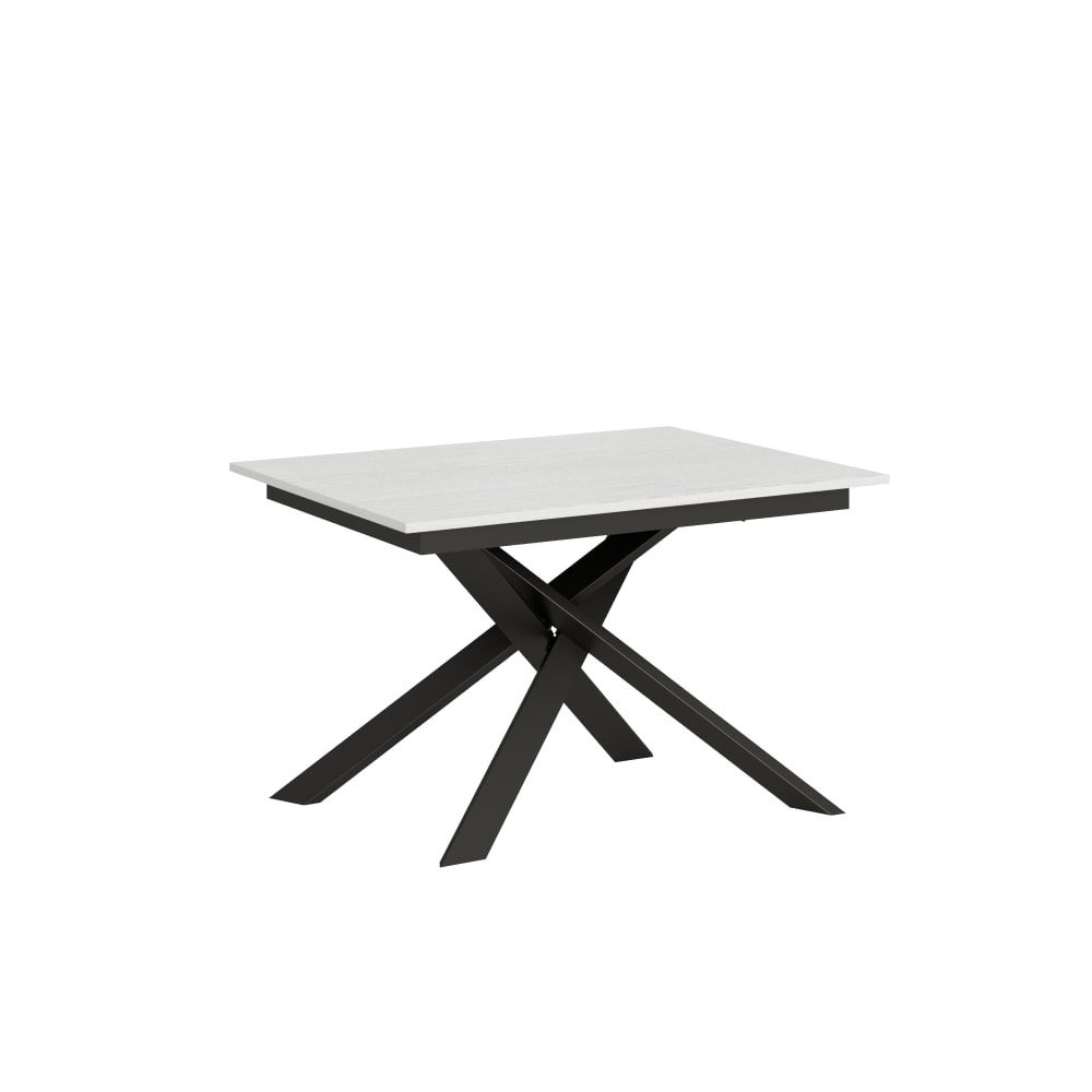Itamoby Ausziehtisch 90x120/180 cm in Holzoptik Esche weiß, Eisen style modern - Spanplatte
