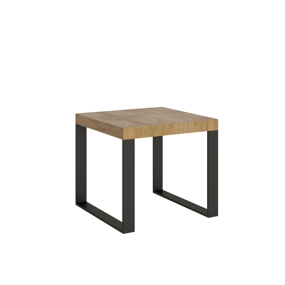 Itamoby Ausziehtisch 90x90/246 cm in Holzoptik Eiche Natur, Eisen style modern Braun Spanplatte