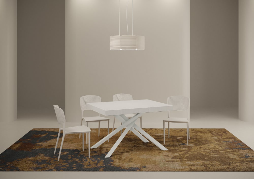 Ausziehtisch 90x120/224 cm in Holzoptik Esche weiß, Eisen -