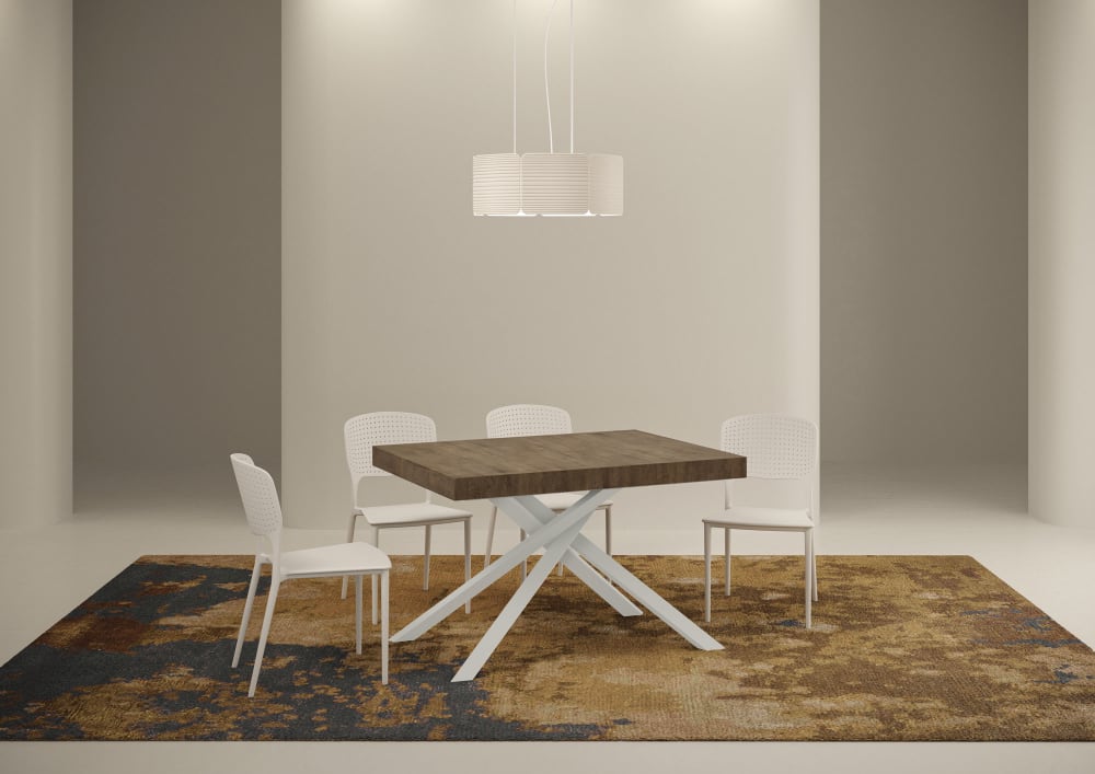 Ausziehtisch 90x120/224 cm in Holzoptik Nussbaumbraun, Eisen -