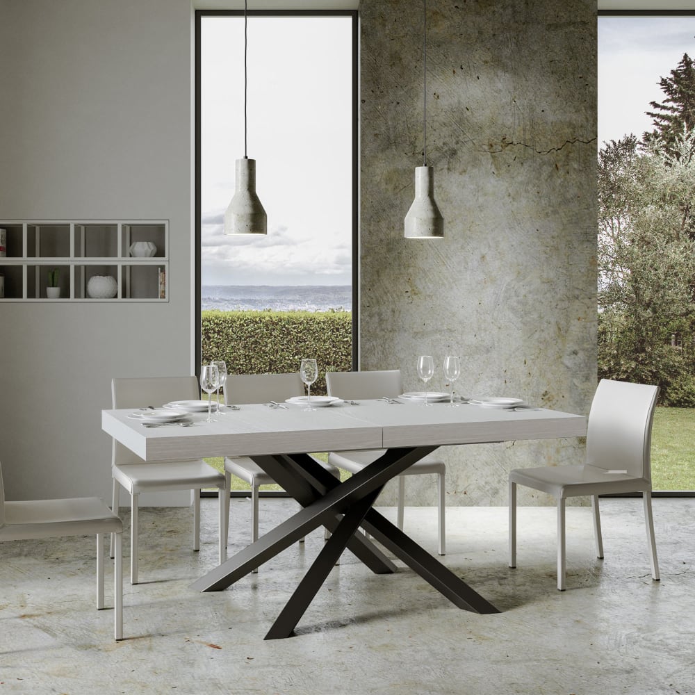 Ausziehtisch 90x180/284 cm in Holzoptik Esche weiß, Eisen -