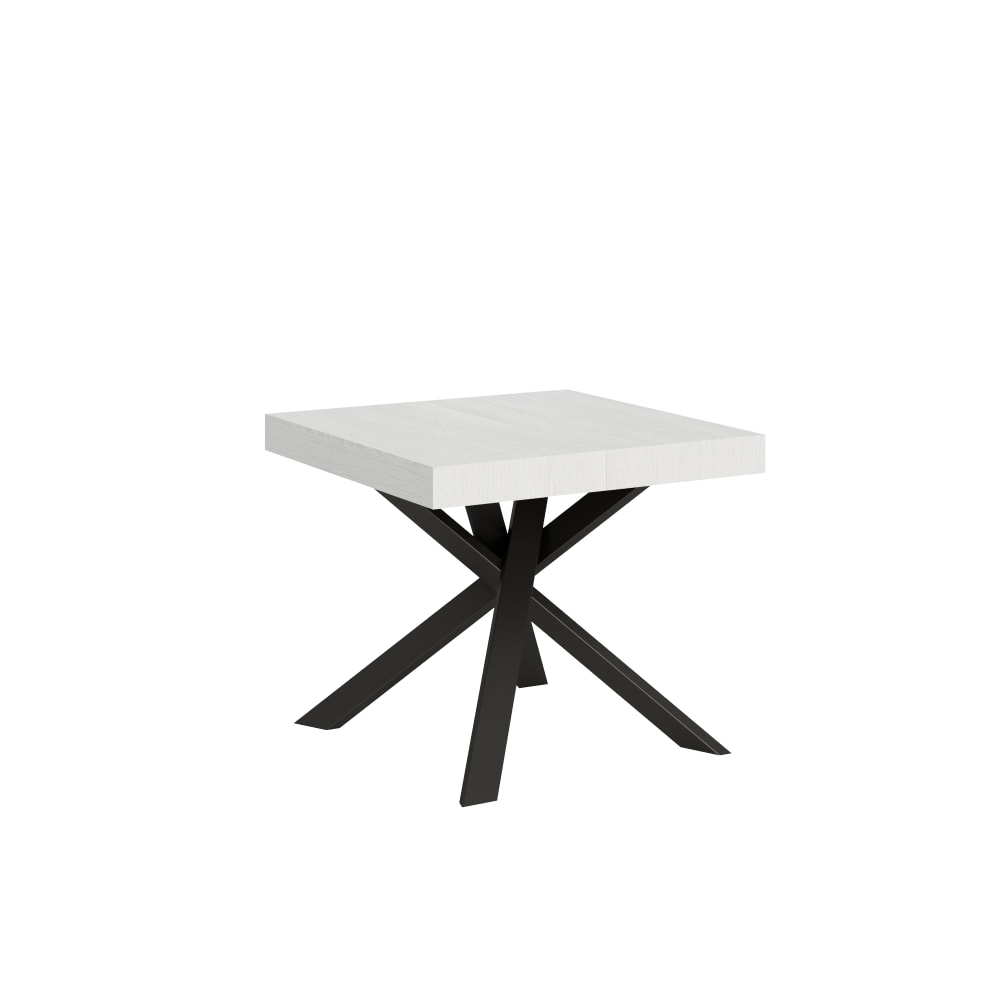 Itamoby Ausziehtisch 90x90/194 cm in Holzoptik Esche weiß, Eisen style modern - Spanplatte