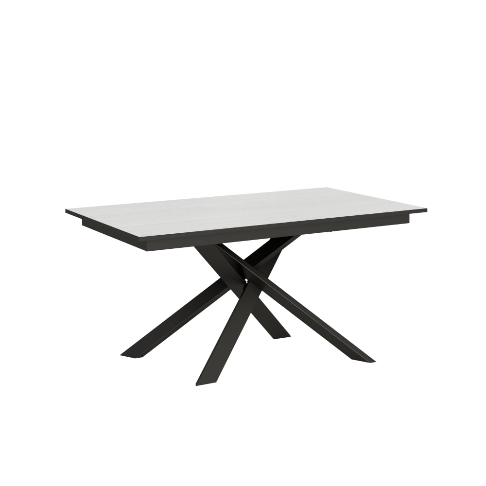 Itamoby Ausziehtisch 90x160/220cm in Holzoptik Esche weiß/Grau, Eisen style modern - Spanplatte