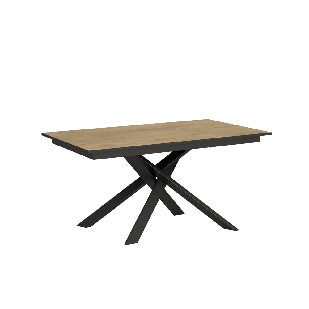 Itamoby Ausziehtisch 90x160/220cm in Holzoptik Eiche Natur/Grau, Eisen style modern Braun Spanplatte