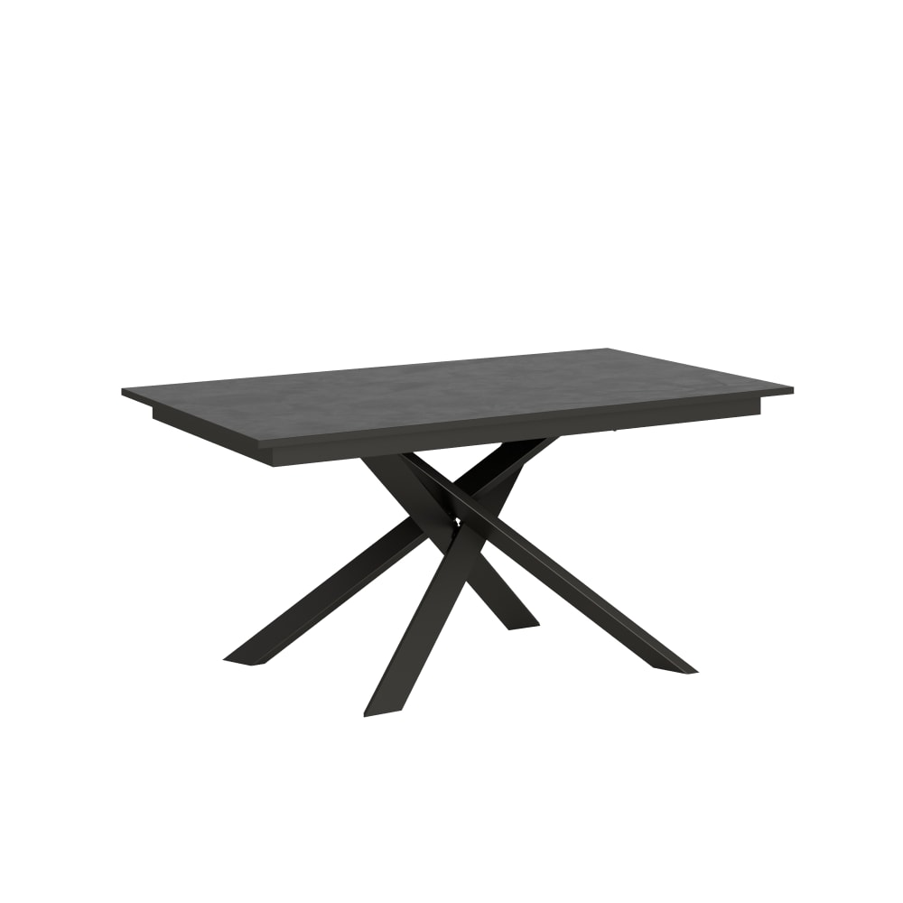 Itamoby Ausziehtisch 90x160/220cm Holzeffekt anthrazit gespachtelt/Grau, Eisen style modern Grau Spanplatte