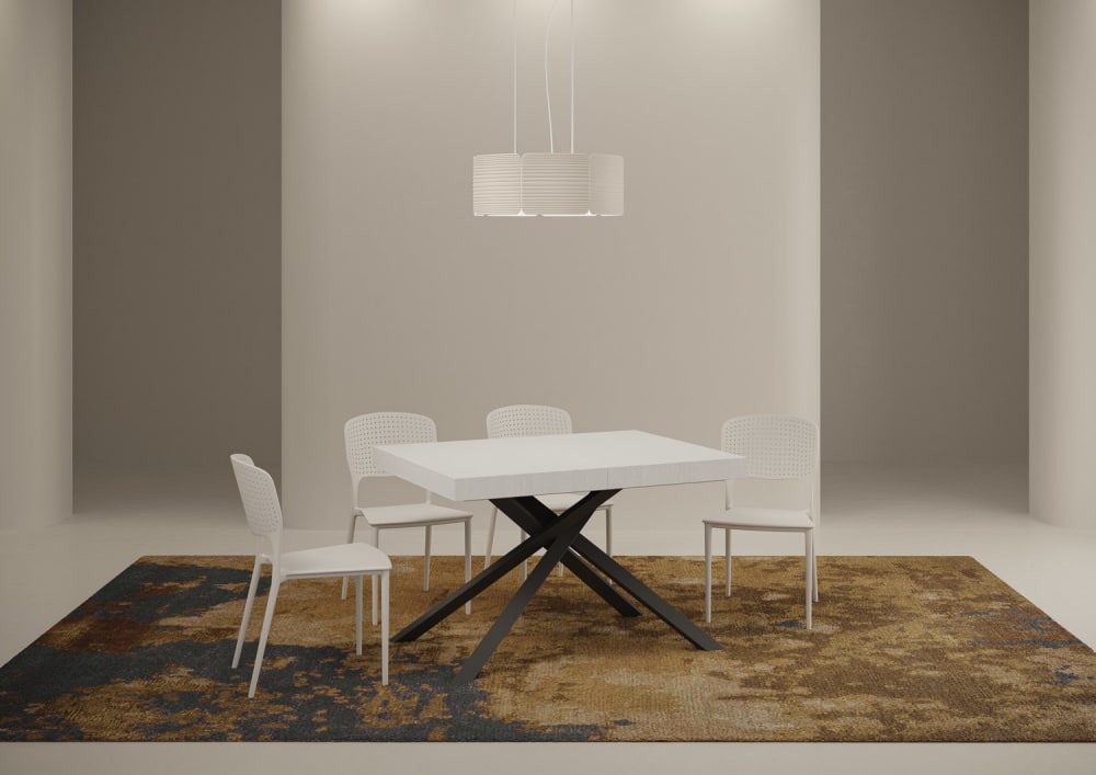 Ausziehtisch 90x120/224 cm in Holzoptik Esche weiß, Eisen -
