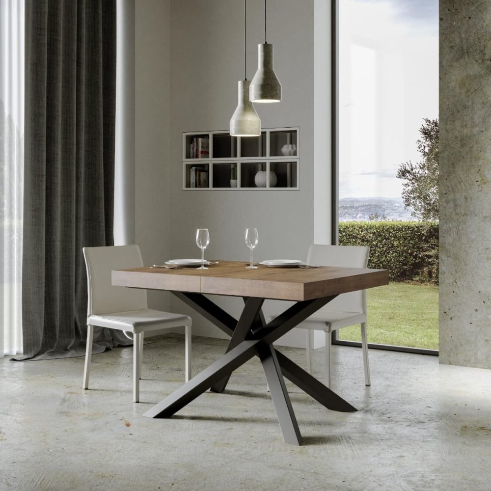 Ausziehtisch 90x130/234 cm in Holzoptik Nussbaumbraun, Eisen -
