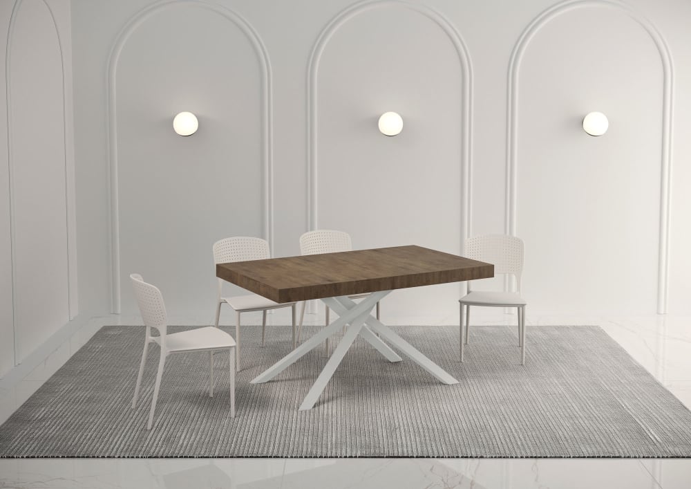 Ausziehtisch 90x140/244 cm in Holzoptik Nussbaumbraun, Eisen -